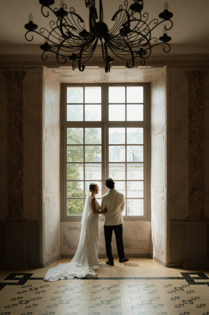 photo de couple mariage, chateau de mesnieres en bray