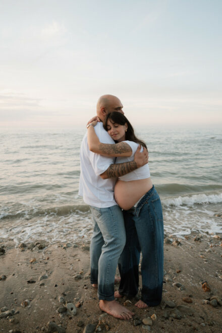 shooting grossesse d'automne à la plage, normandie